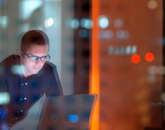 User looking at screen